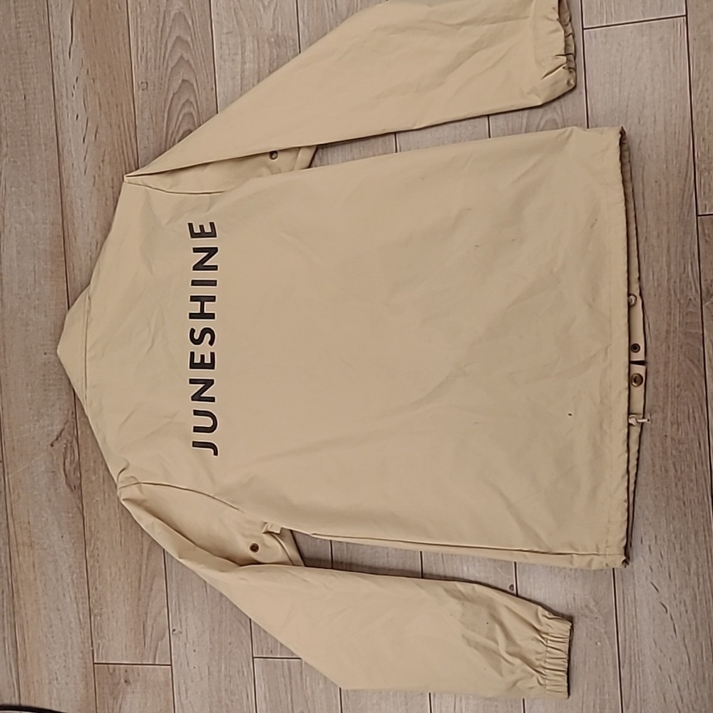 JUNE SHINE Tan Nylon Spellout‎ Sz XS Mens Full Btn Light Casual Jacket
